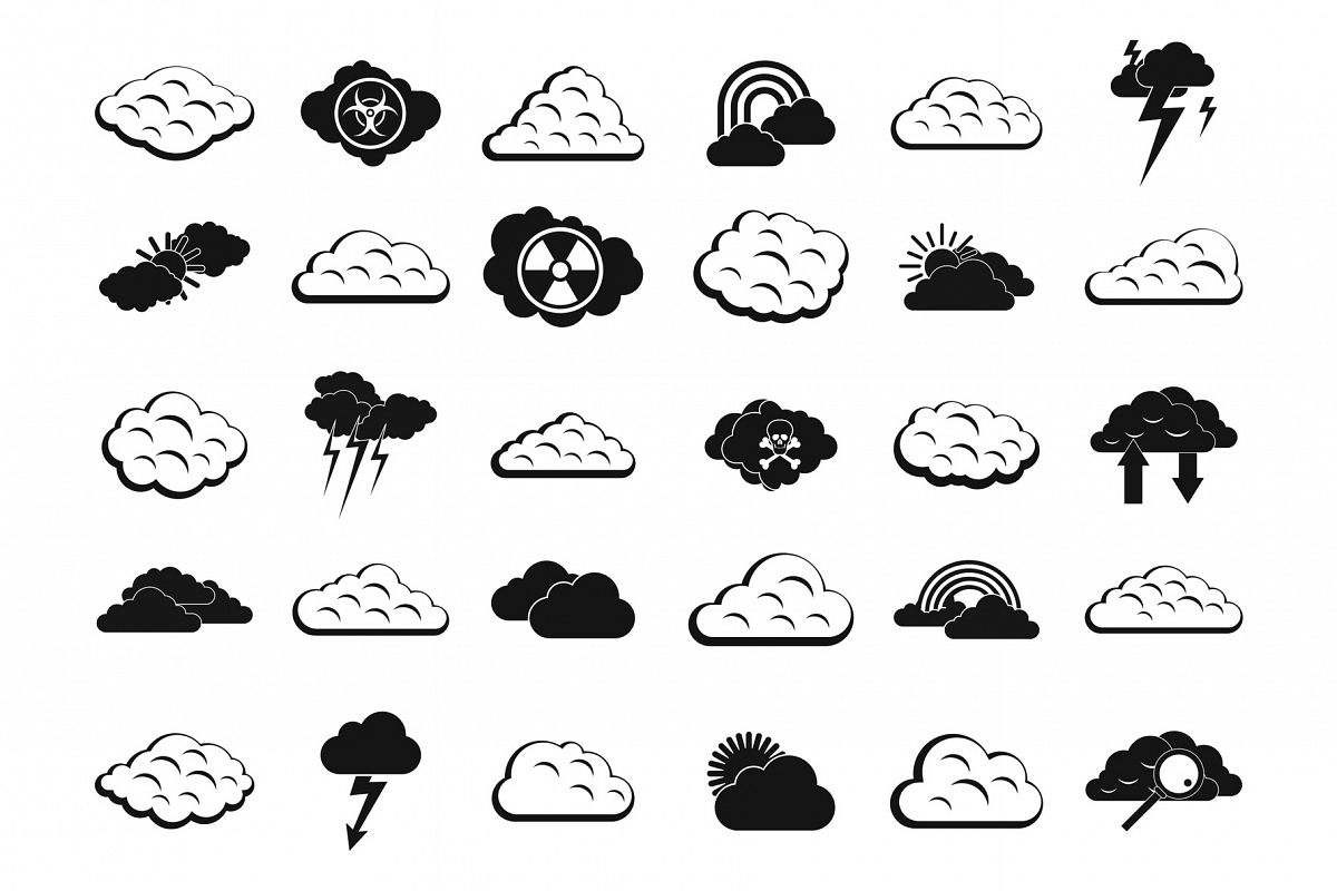 Cloud icon set, simple style example image 1