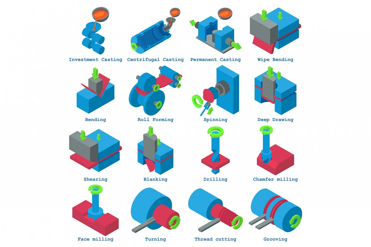 Metalwork icons set, isometric style example image 1
