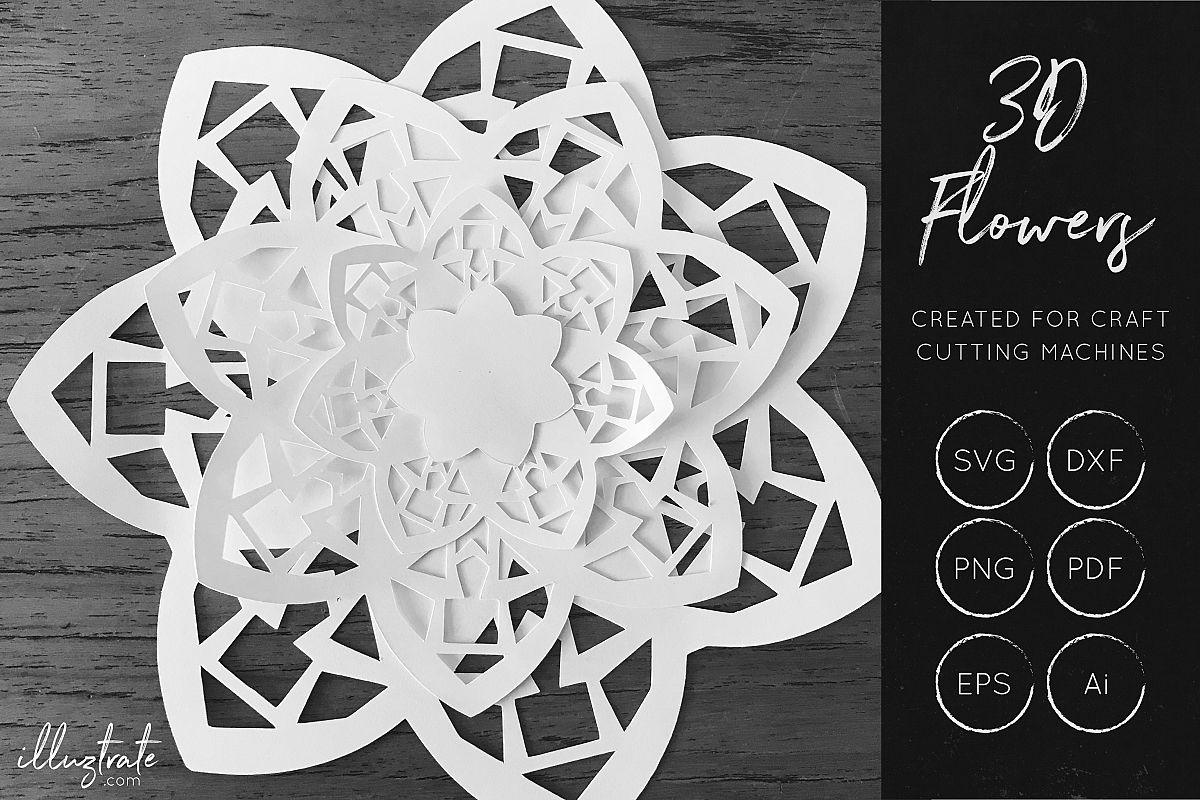 3D Flower SVG Cut Files - Flower SVG - Layered Flower DXF