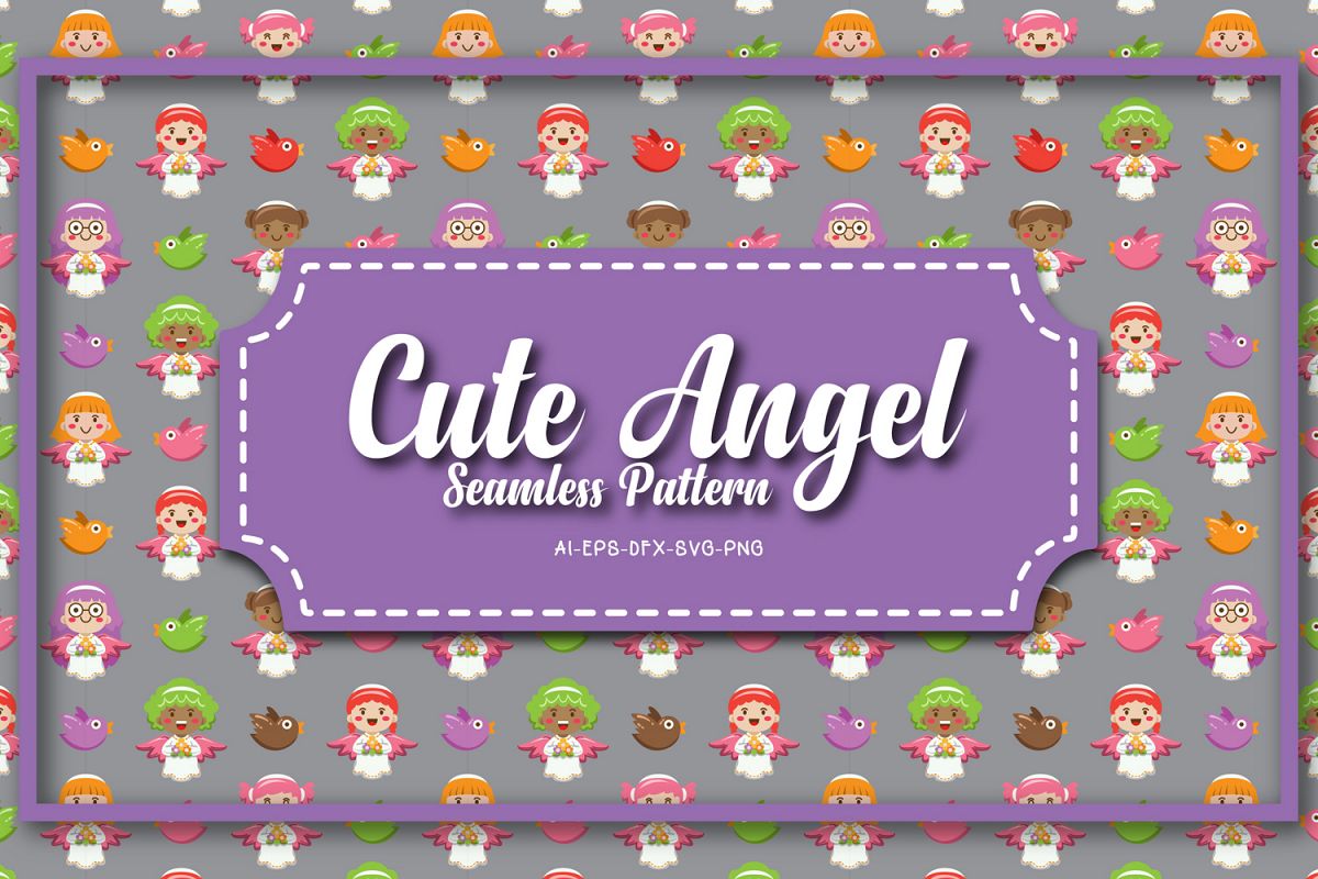 Seamless patterns cute angel christmas example image 1