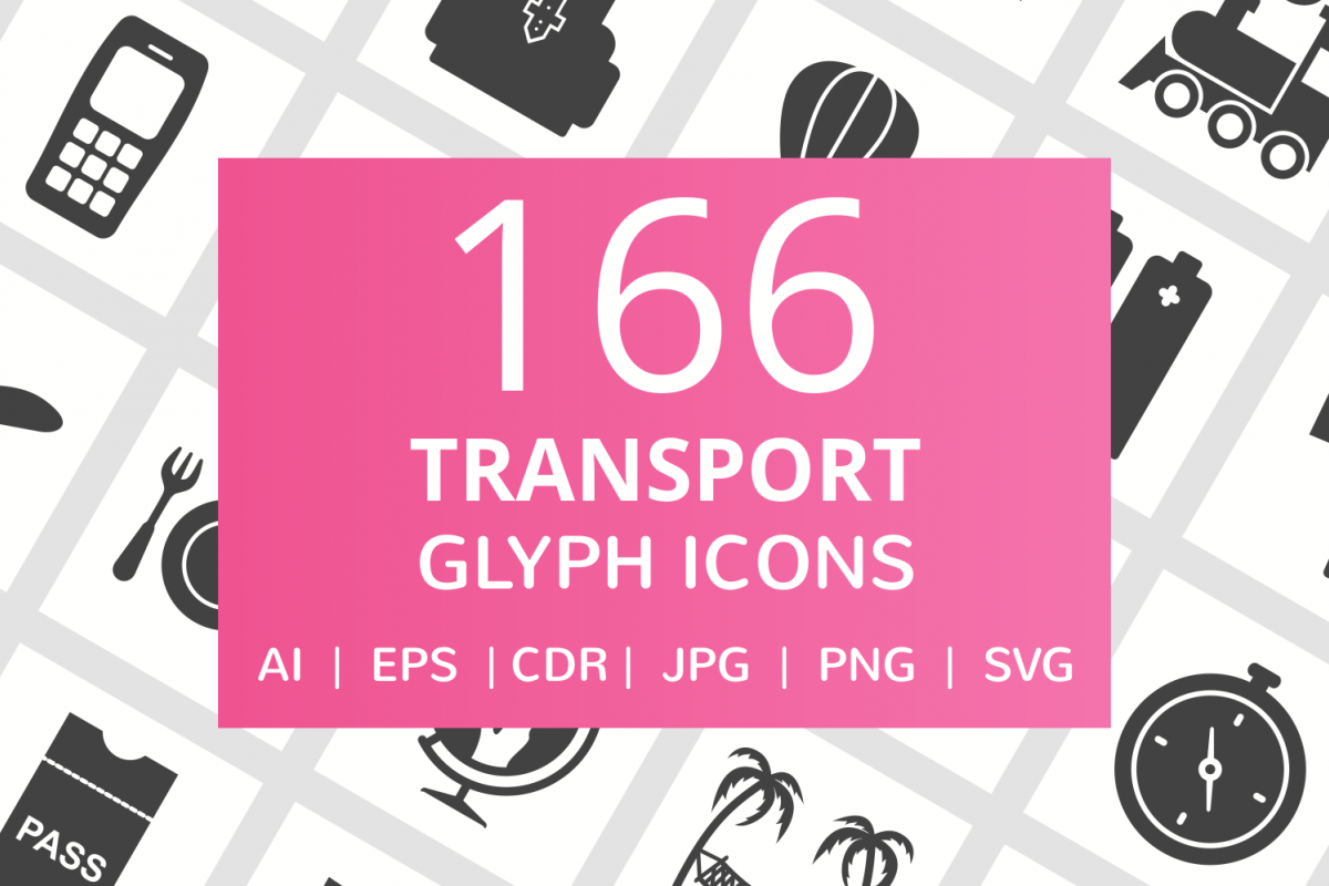 166 Transport Glyph Icons example image 1