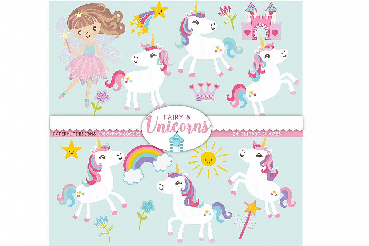 Unicorns and Fairy Clipart example image 1