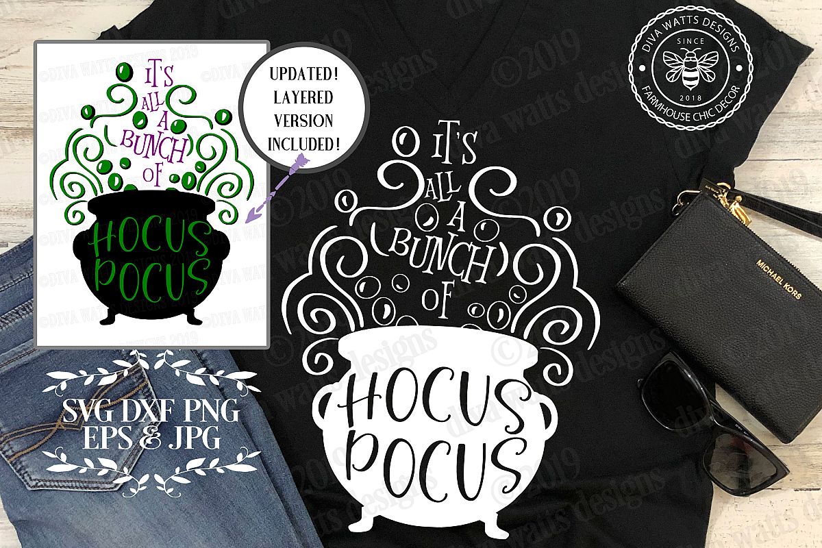 It's All A Bunch Of Hocus Pocus Halloween Cutting File example image 1