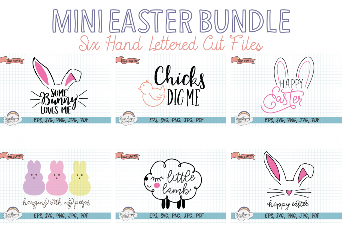 Mini Easter Bundle - 6 Hand Lettered Cut Files example image 1