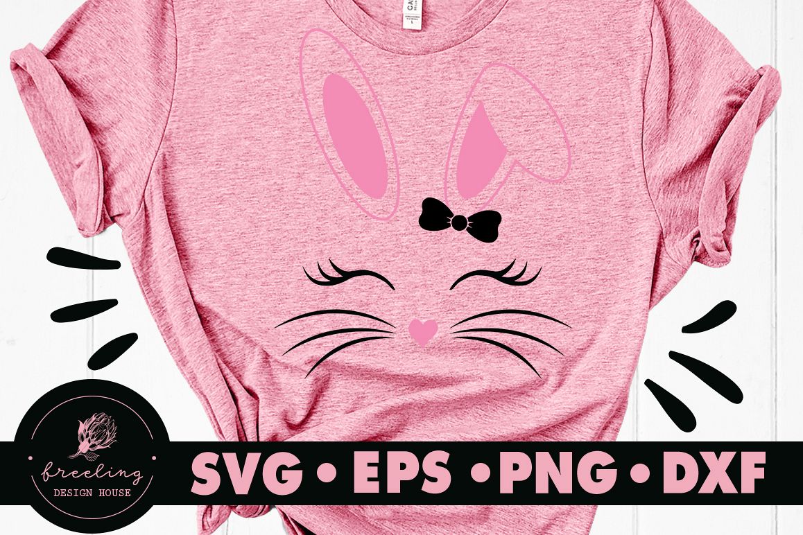 Cute Bunny With Bow SVG DXF EPS PNG example image 1