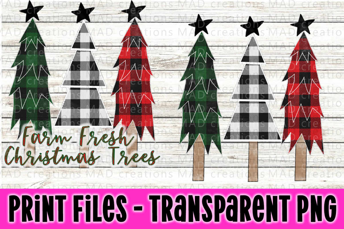Buffalo Plaid Trees and Presents - Print File example image 1