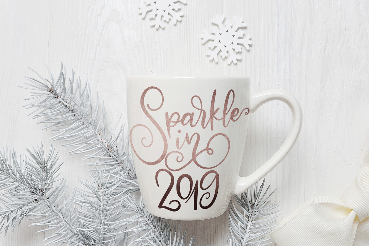 New Year SVG - Sparkle in 2019 Hand-Lettered Cut File example image 1