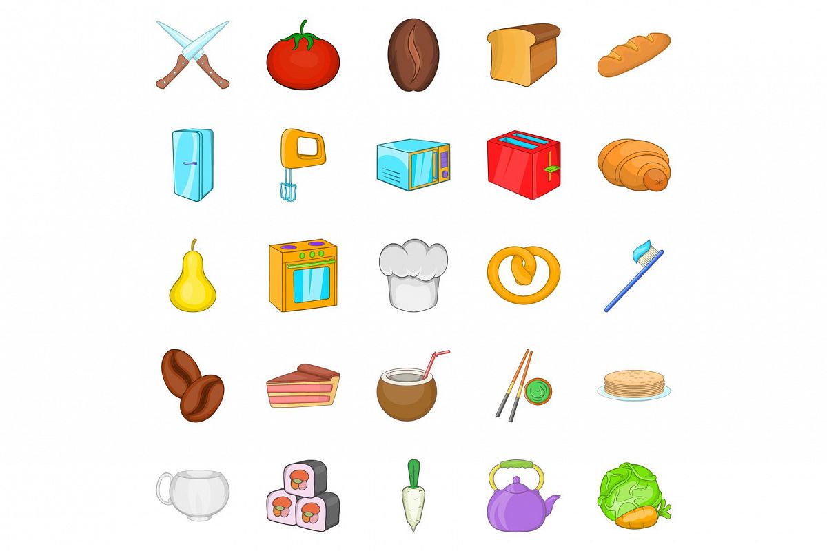 Pie icons set, cartoon style example image 1