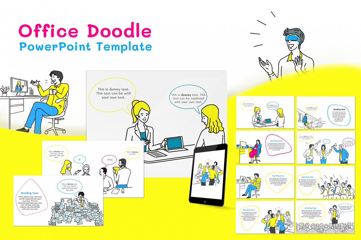 Office Doodle PowerPoint Template example image 1