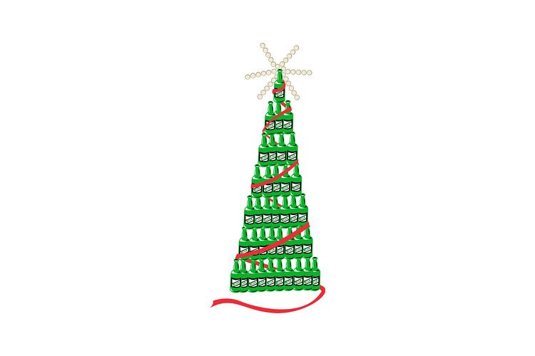 Beer Bottle Christmas Tree Retro example image 1