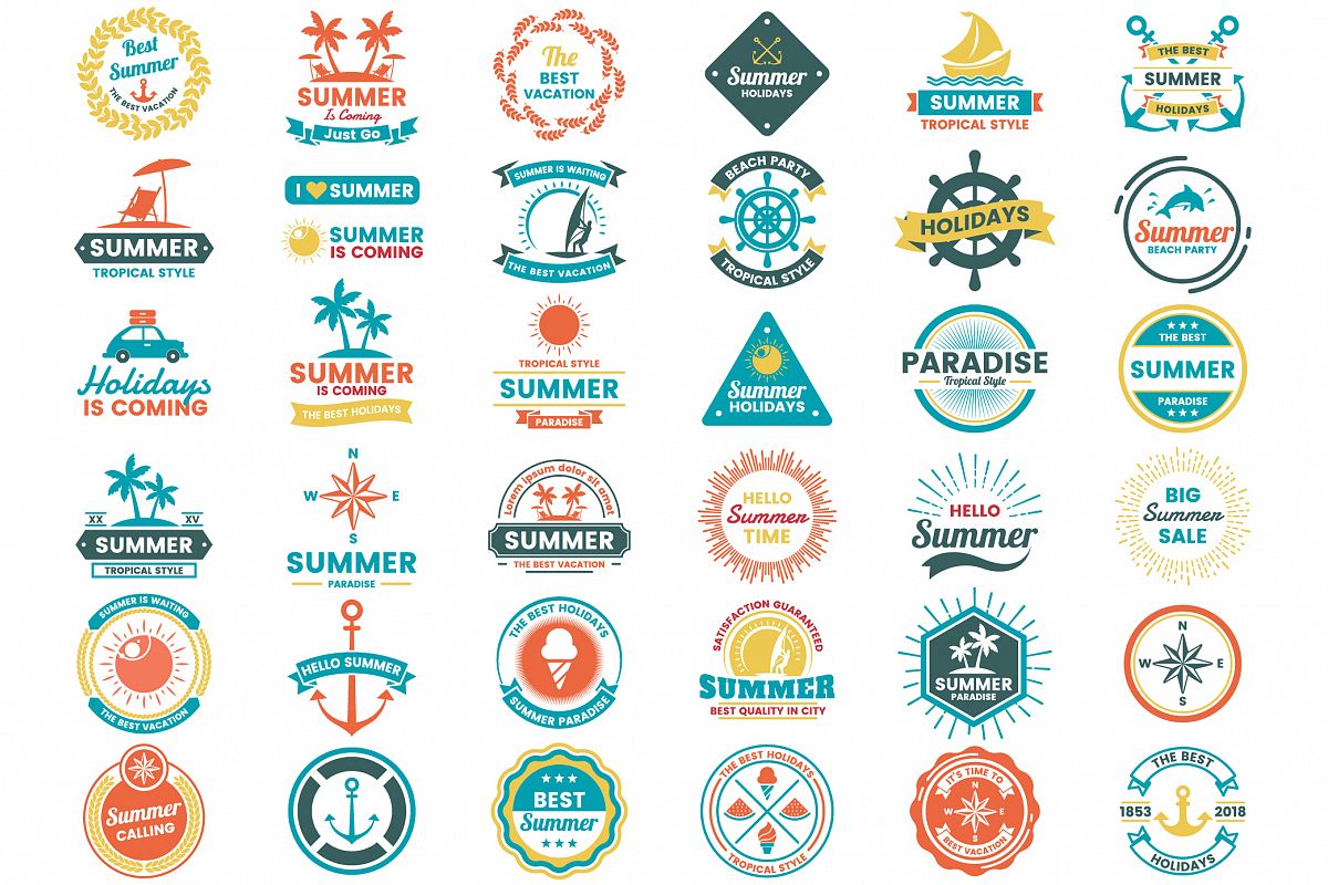 Summer Badge & Objects Vector Set example image 1