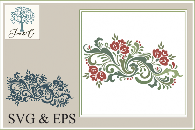 Scandinavian Folk Art Flowers, Rosemaling 3 example image 1