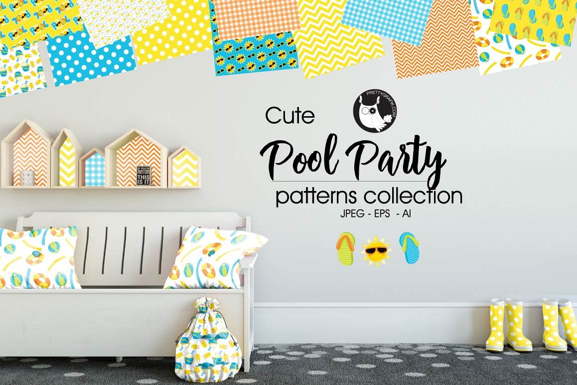 POOL-PARTY, digital papers example image 1