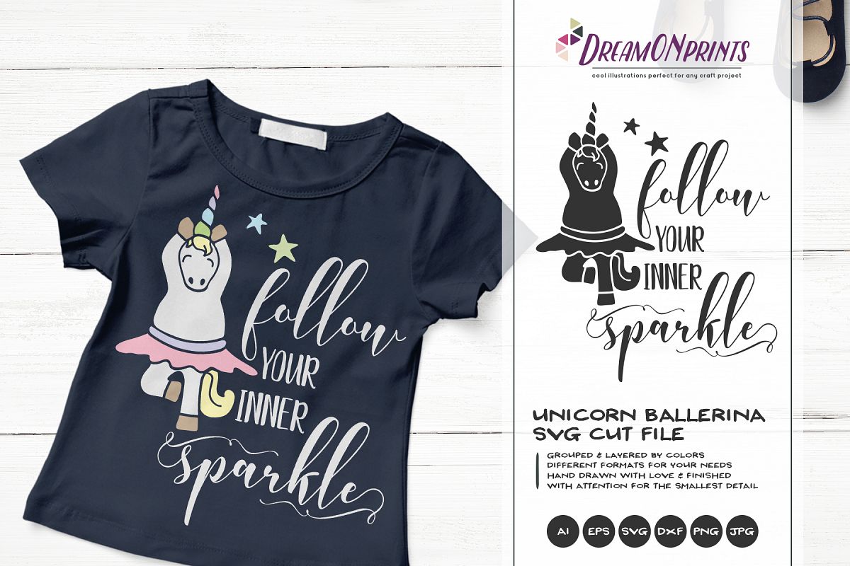 Follow Your Inner Sparkle | Unicorn SVG | Dancing Unicorn example image 1