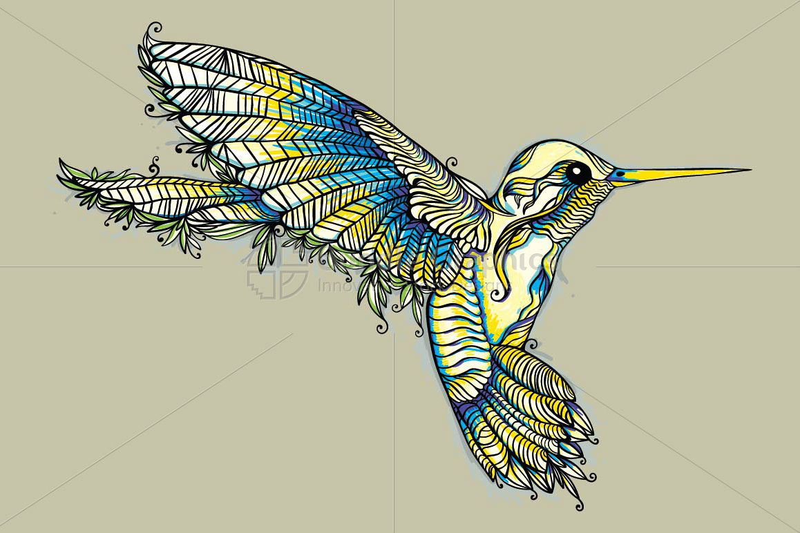Humming Bird- Creative Linear Graphic example image 1