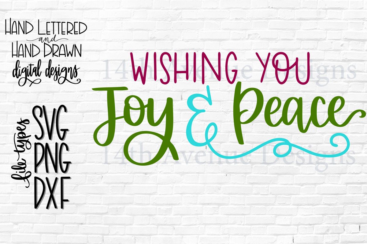 Wishing You Joy and Peace SVG, Christmas PNG, Hand Lettered example image 1