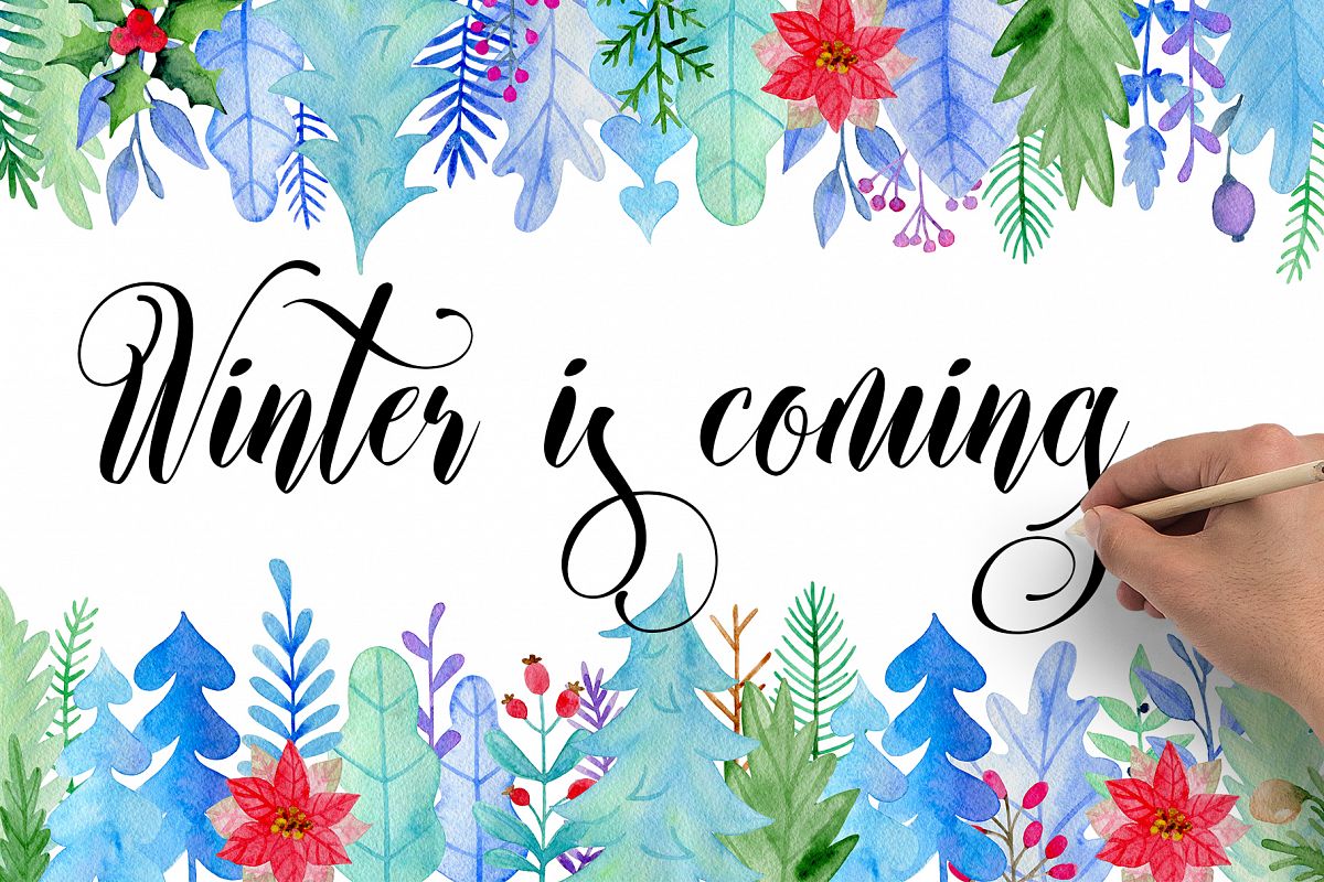 Winter Watercolor Design Kit example image 1