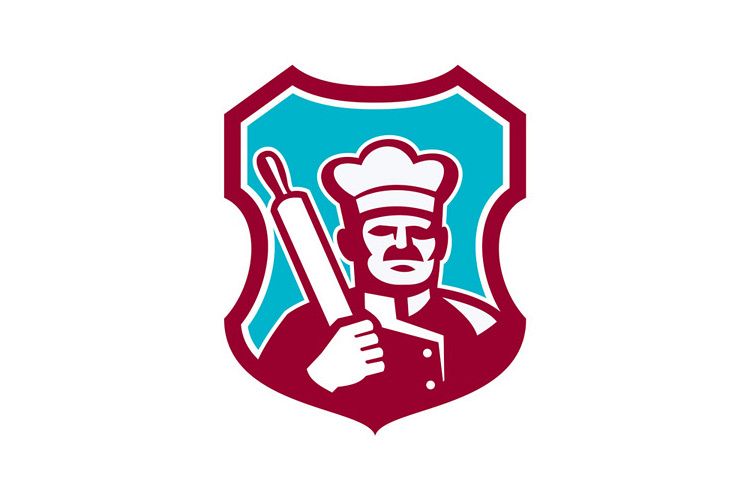 Baker Chef Cook Rolling Pin Shield Retro example image 1