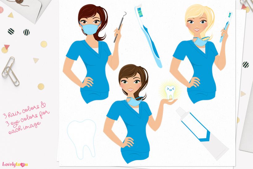 Dentist woman character clip art L399 Piper example image 1