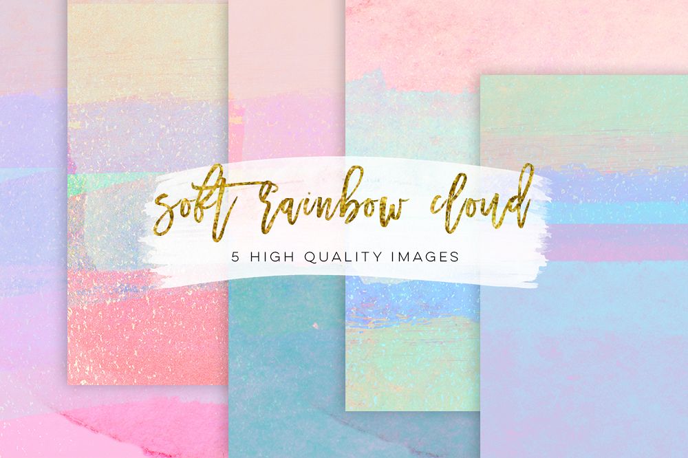 rainbow birthday paper, rainbow cloud paper, digital party paper, purple mint paper, pink orange peach paper, watercolor texture DIY print example image 1