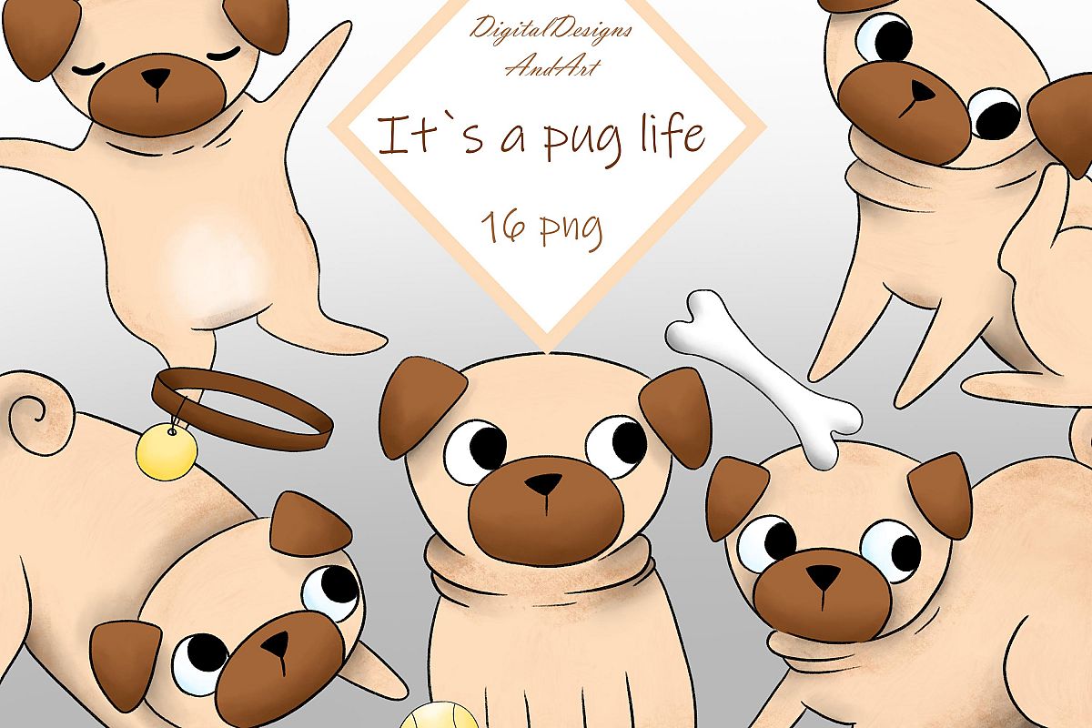 Pug clipart example image 1