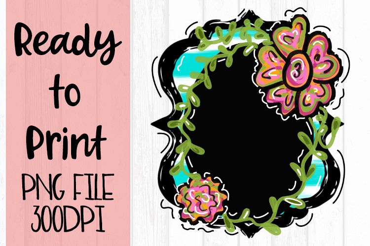 Flowers with Stripe Frame Ready to Print example image 1
