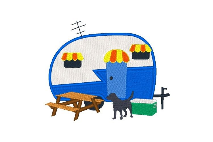Camper Machine Embroidery Design Camping Design example image 1
