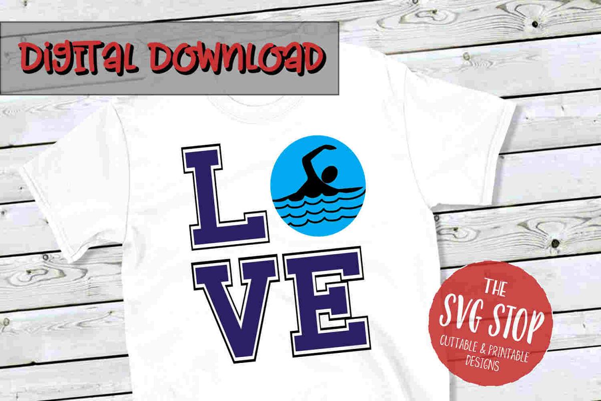 Love Swim -SVG, PNG, DXF example image 1