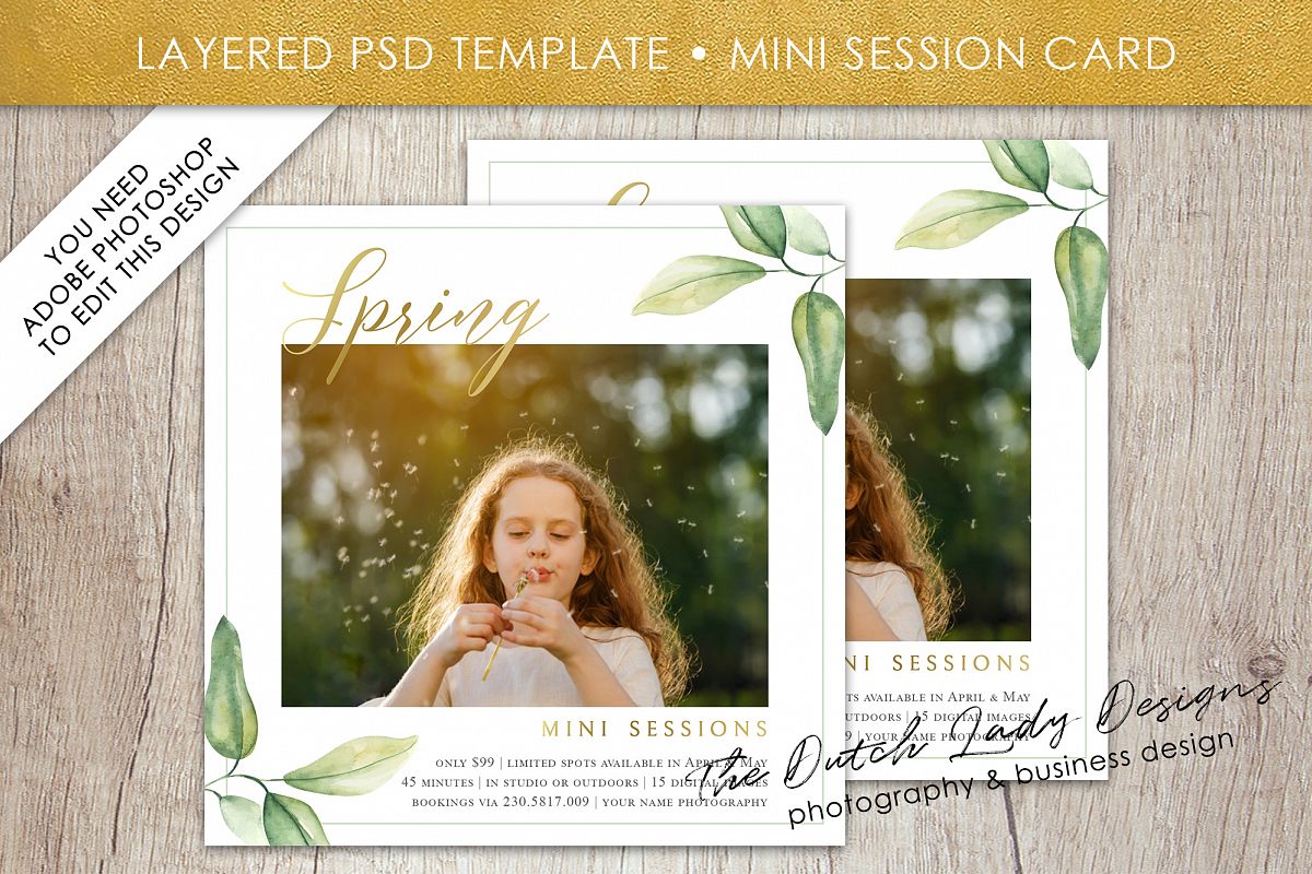 PSD Spring Photo Session Card Template - Design #35 example image 1