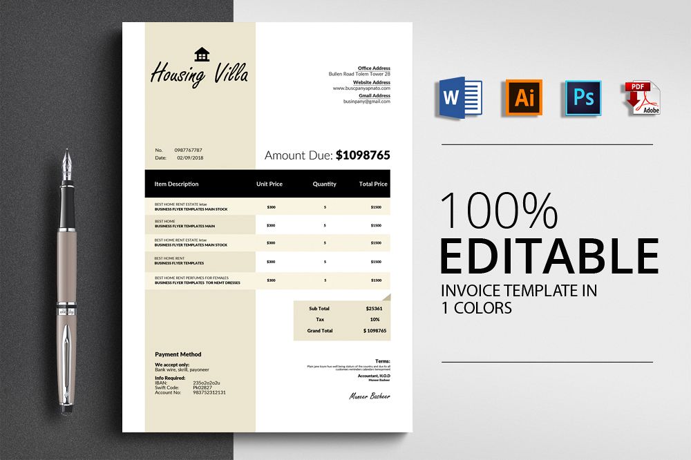 Invoice Word Template example image 1