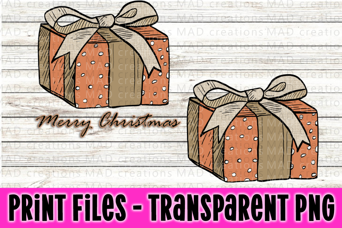 Christmas Present - Rustic Peach and Tan - Print File example image 1