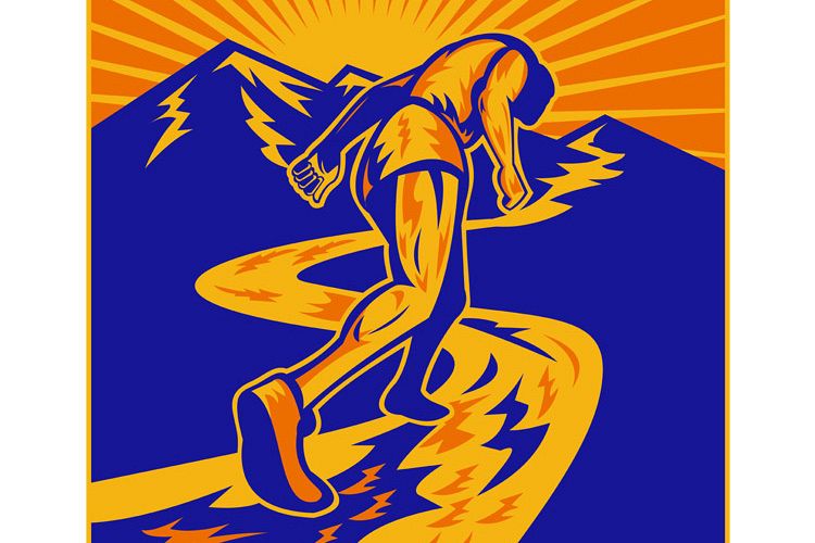 marathon runner running on road with mountains example image 1