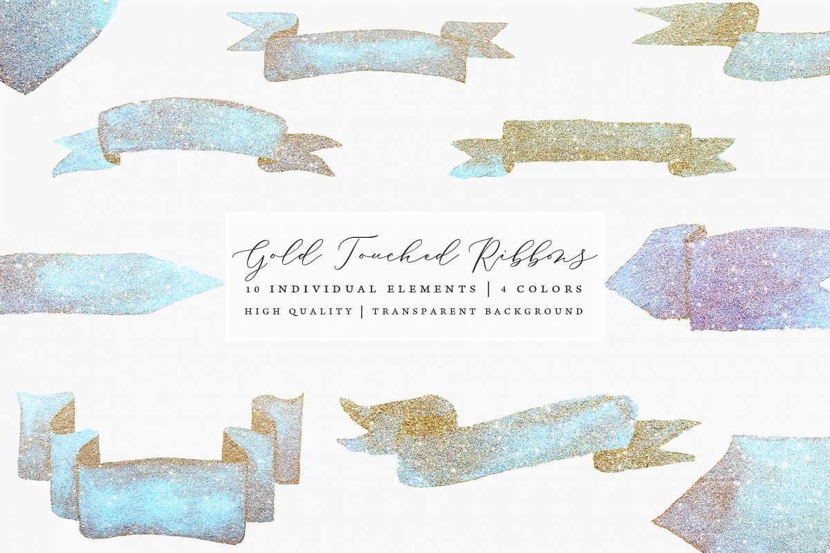 Gold Touched Ribbons - Blue, Pink, Gold example image 1