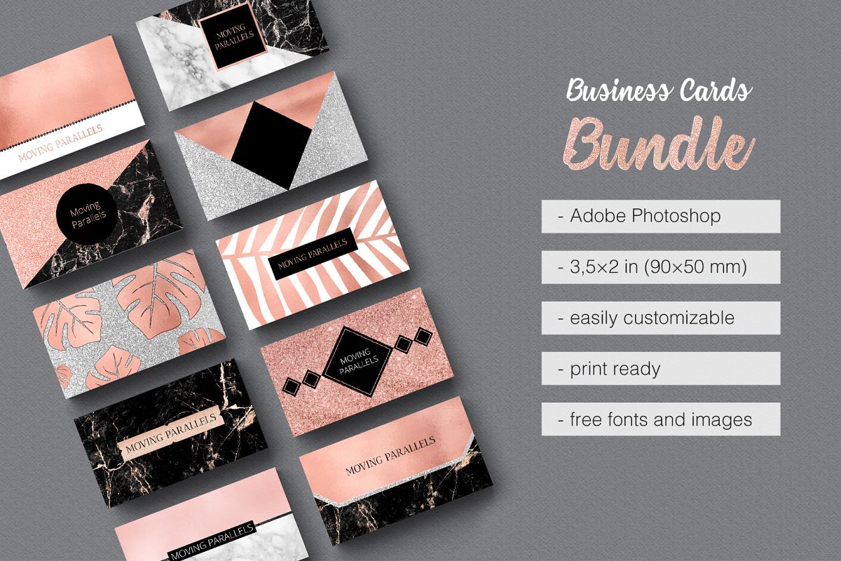 Rose Gold Marble Business Cards Bundle example image 1
