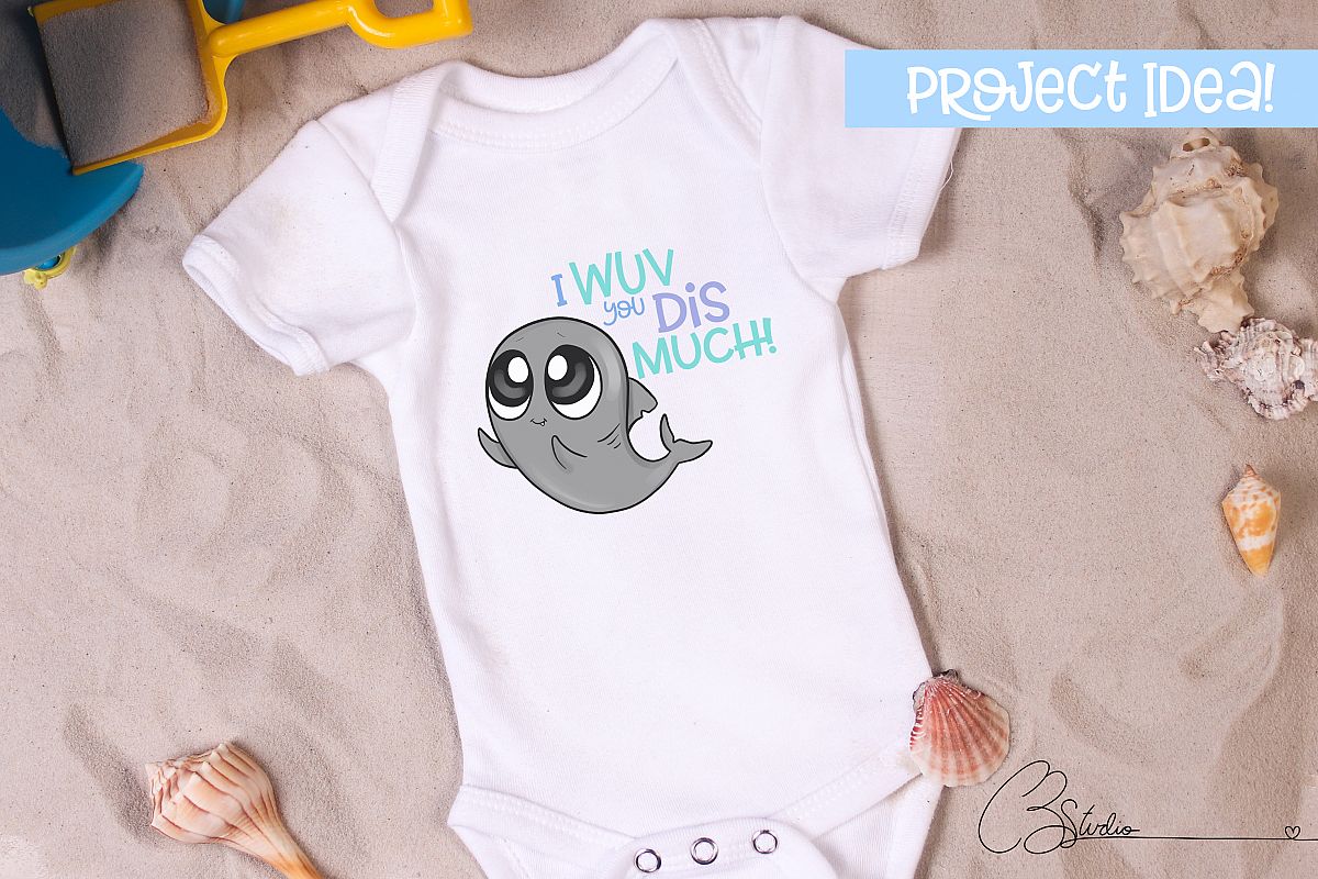 I luv you Dis Much Baby Shark Sublimation| Sublimation Art example image 1