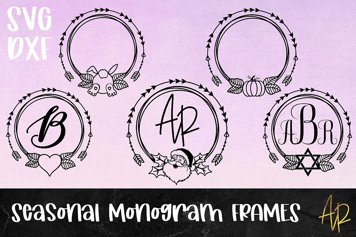 Seasonal Monogram SVG bundle| Christmas Easter Fall Hanukkah example image 1