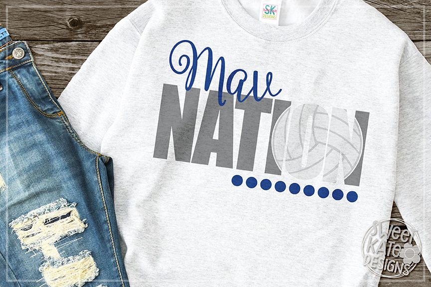 Mav Nation with Knockout Volleyball SVG DXF EPS PNG JPG example image 1