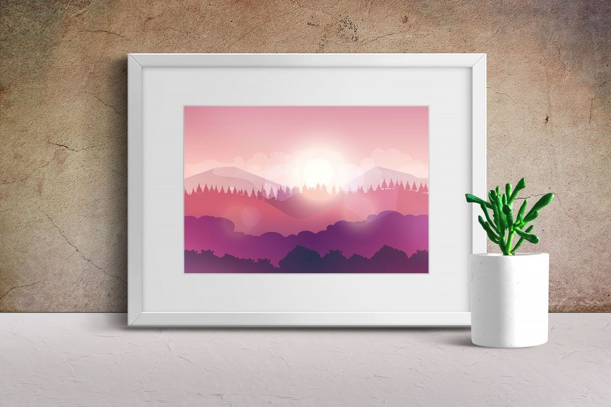 Mountains and Forest Vector Landscape example image 1