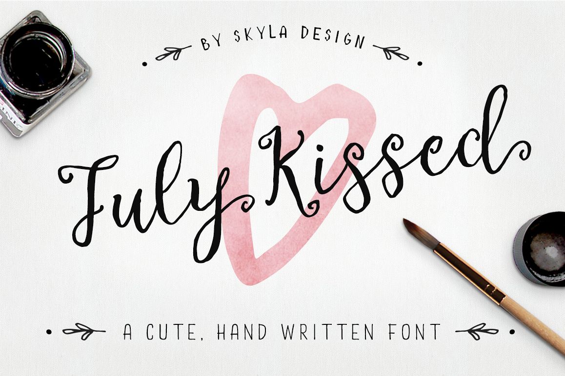 Cute, handwritten font - July Kissed example image 1