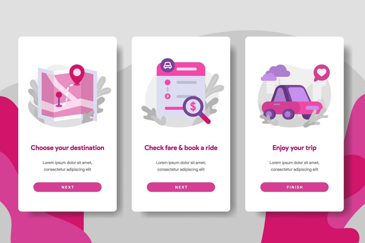 Onboarding screen page template of Online Transportation example image 1