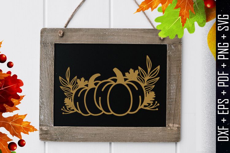 Pumpkins Wreath Silhouette Vector DXF/EPS/PDF/PNG/SVG example image 1