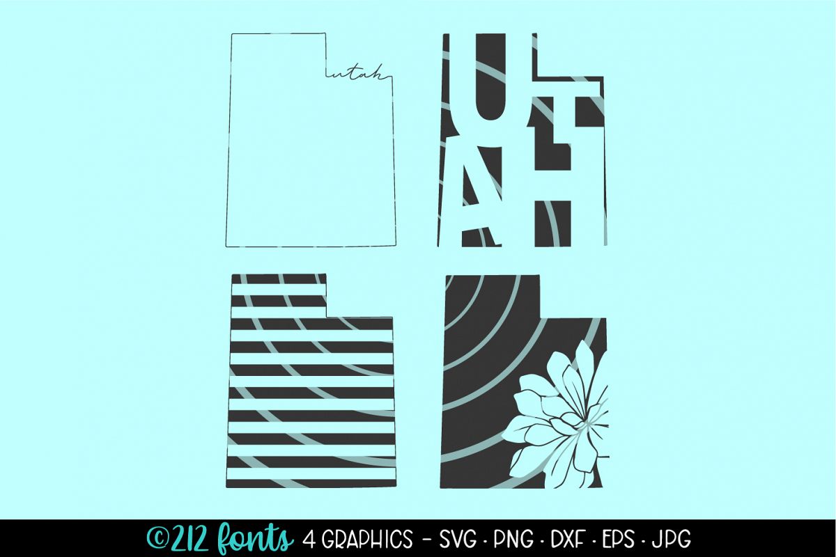 4 - Utah State Map Graphics Cut File DXF PNG JPG SVG EPS example image 1