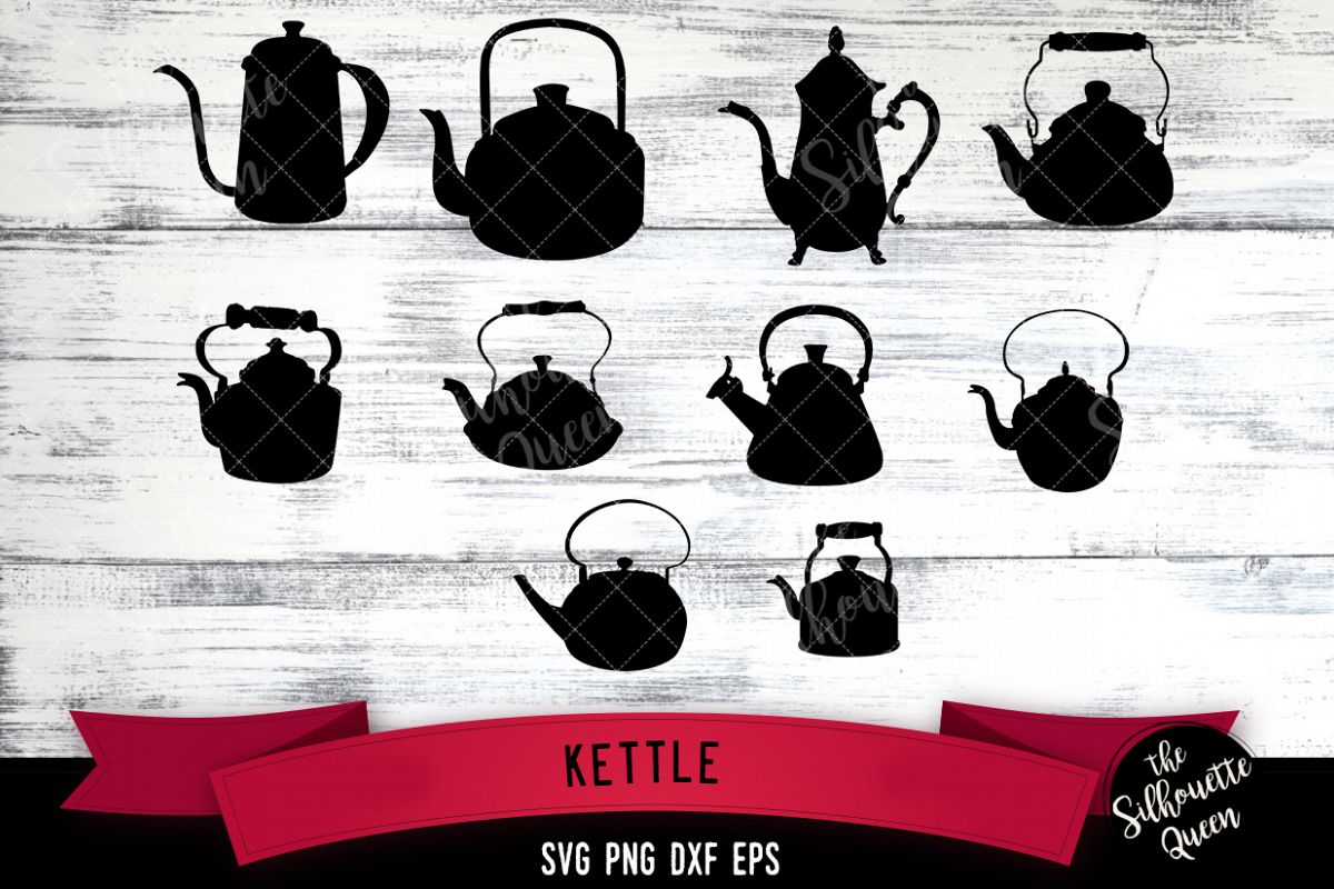 Kettle svg file, tea pot svg cut file, silhouette studio example image 1