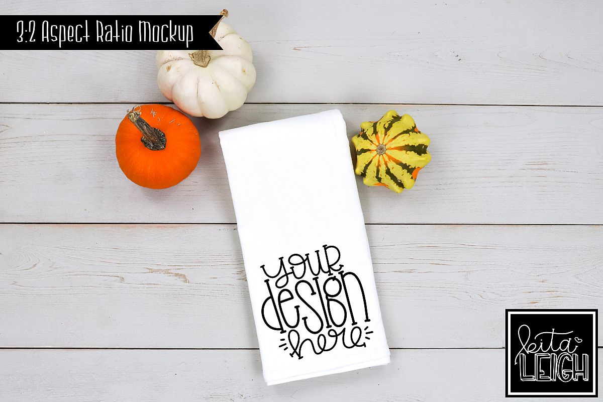 Flour Sack Tea Towel Fall Pumpkin Mockup example image 1