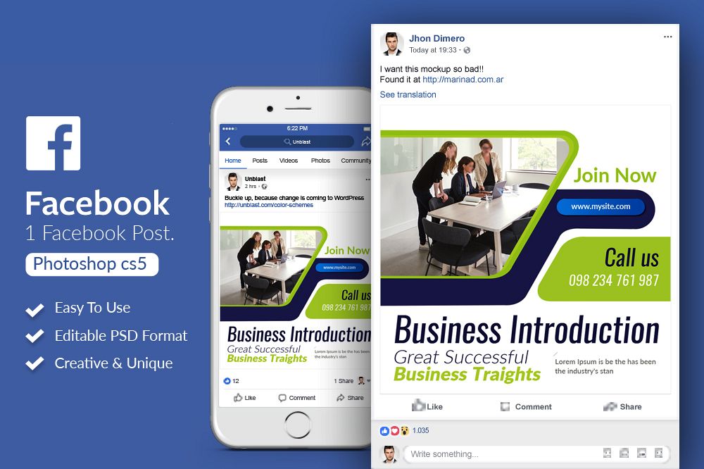 Business Introduction Facebook Post Banner example image 1