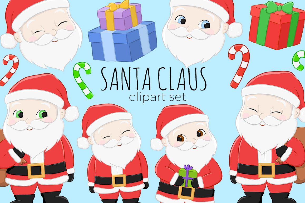 Santa Christmas Clipart Illustrations example image 1