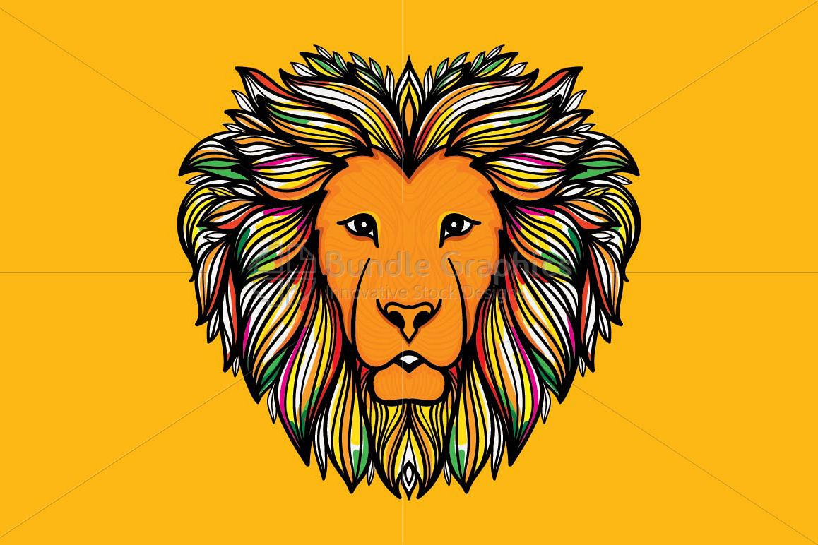 Artistic Mirror Graphics of Wild Animal Lion example image 1