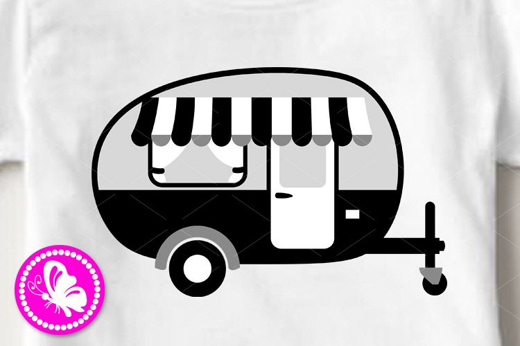 Camping trailer svg file Camper shirt art Black Gray print example image 1