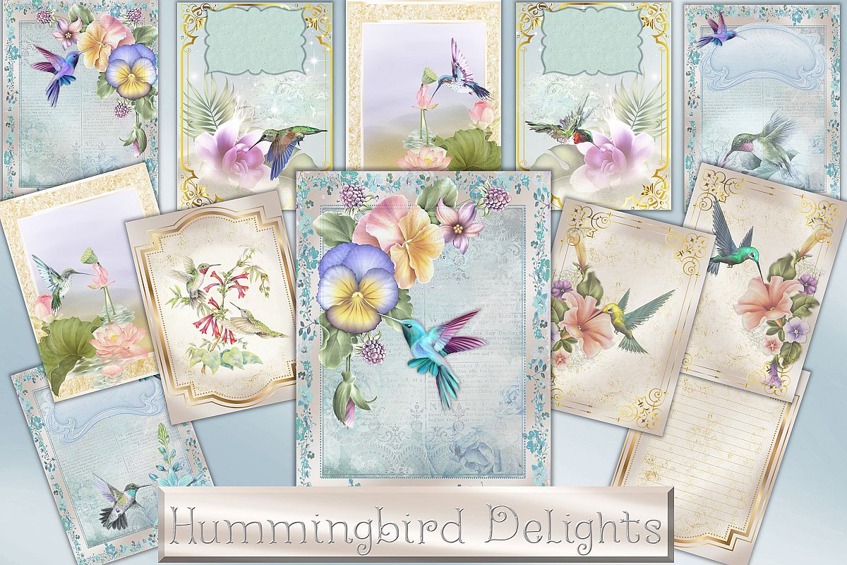 Hummingbird Journaling Kit Backgrounds Commercial Use example image 1