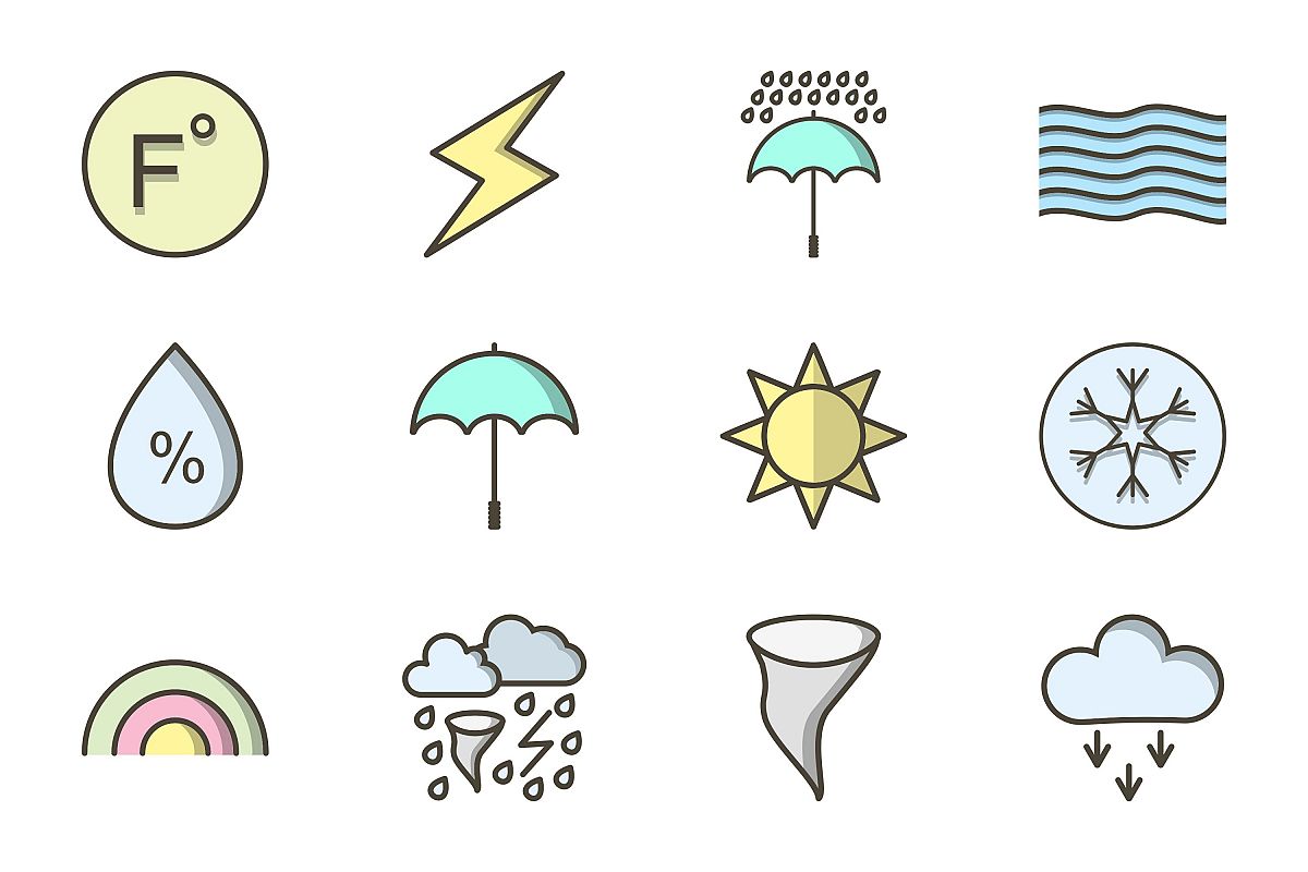 Set Of Weather And Season Icons example image 1